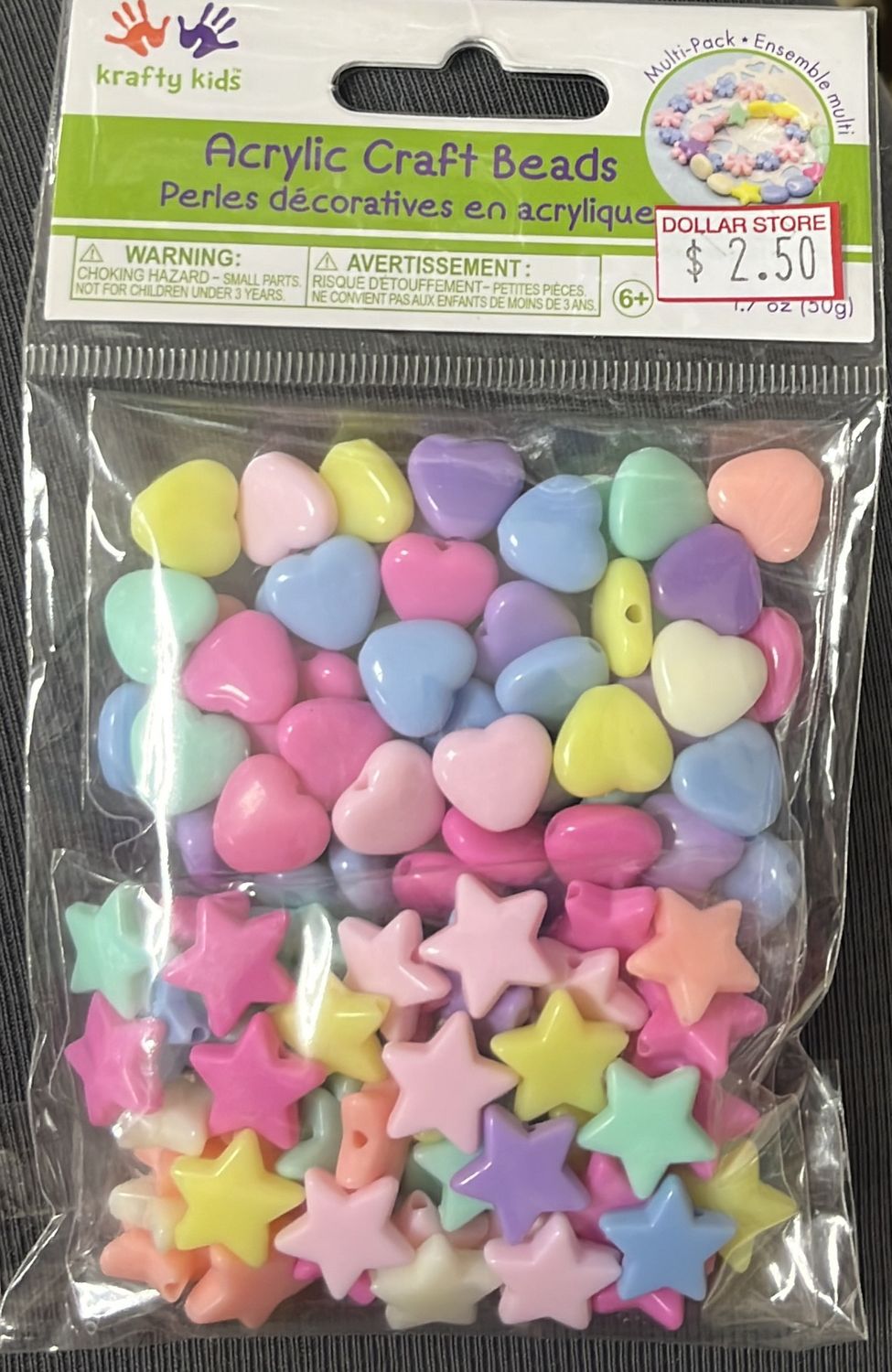 MultiCraft: Acrylic Craft Beads Multi Pack 1.7oz (Heart/Star BD539A)