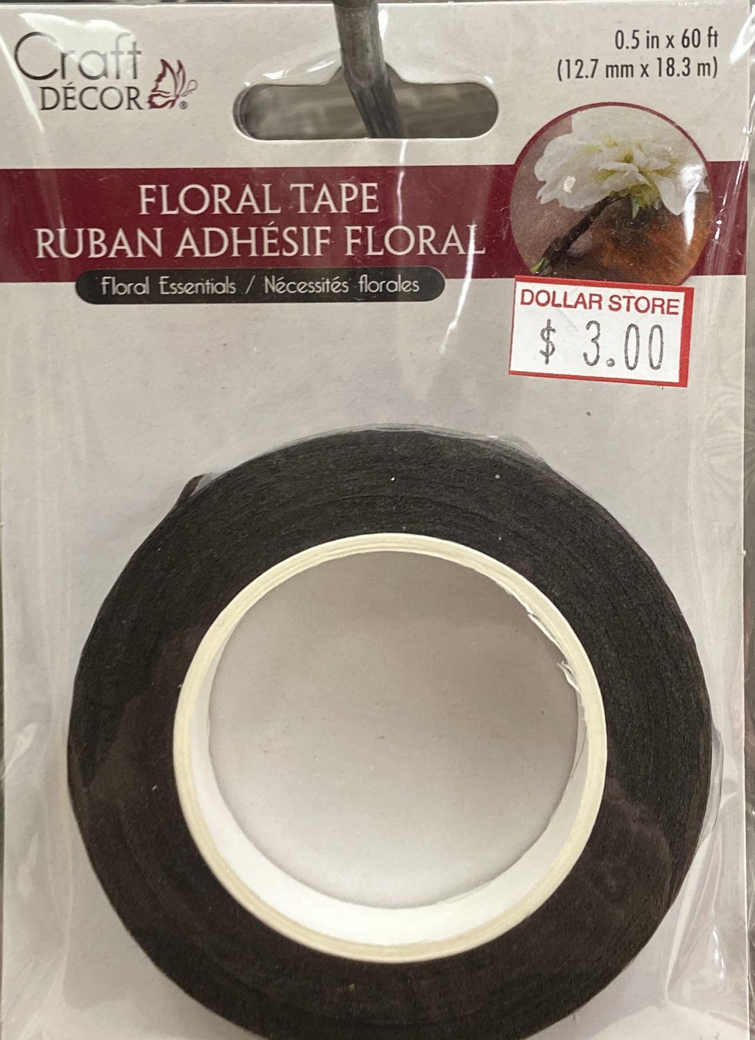 CraftDecor: 0.5&quot; x 60ft Brown Floral Tape