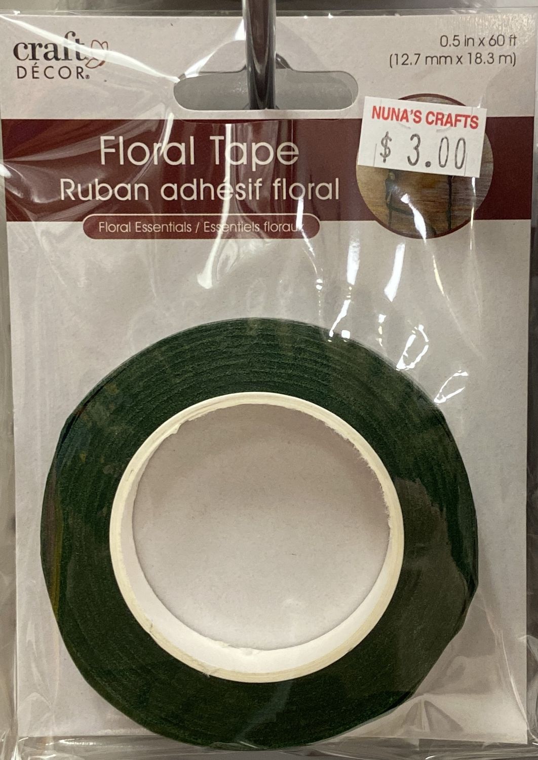 CraftDecor: 0.5&quot; x 60ft Green Floral Tape
