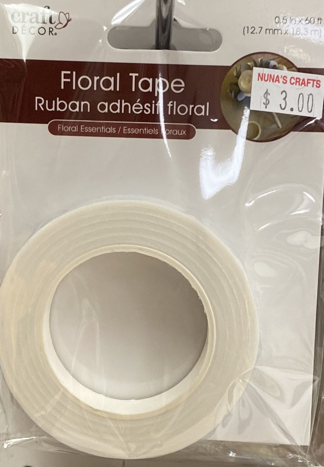 CraftDecor: 0.5&quot; x 60ft White Floral Tape