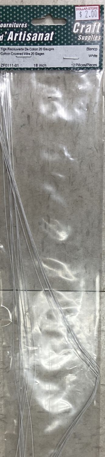 Ugarit: White 18&quot; 20 Gauge Cotton Covered Wire
