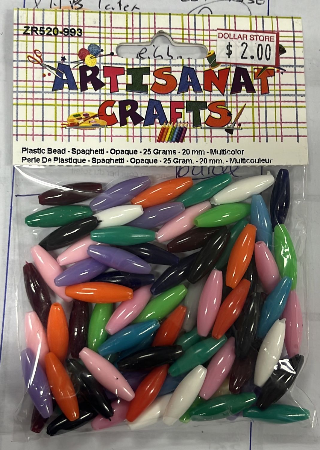 Ugarit: Plastic Bead - Spaghetti - Opaque - 25 Grams - 20 mm - Multicolour ZR520-993