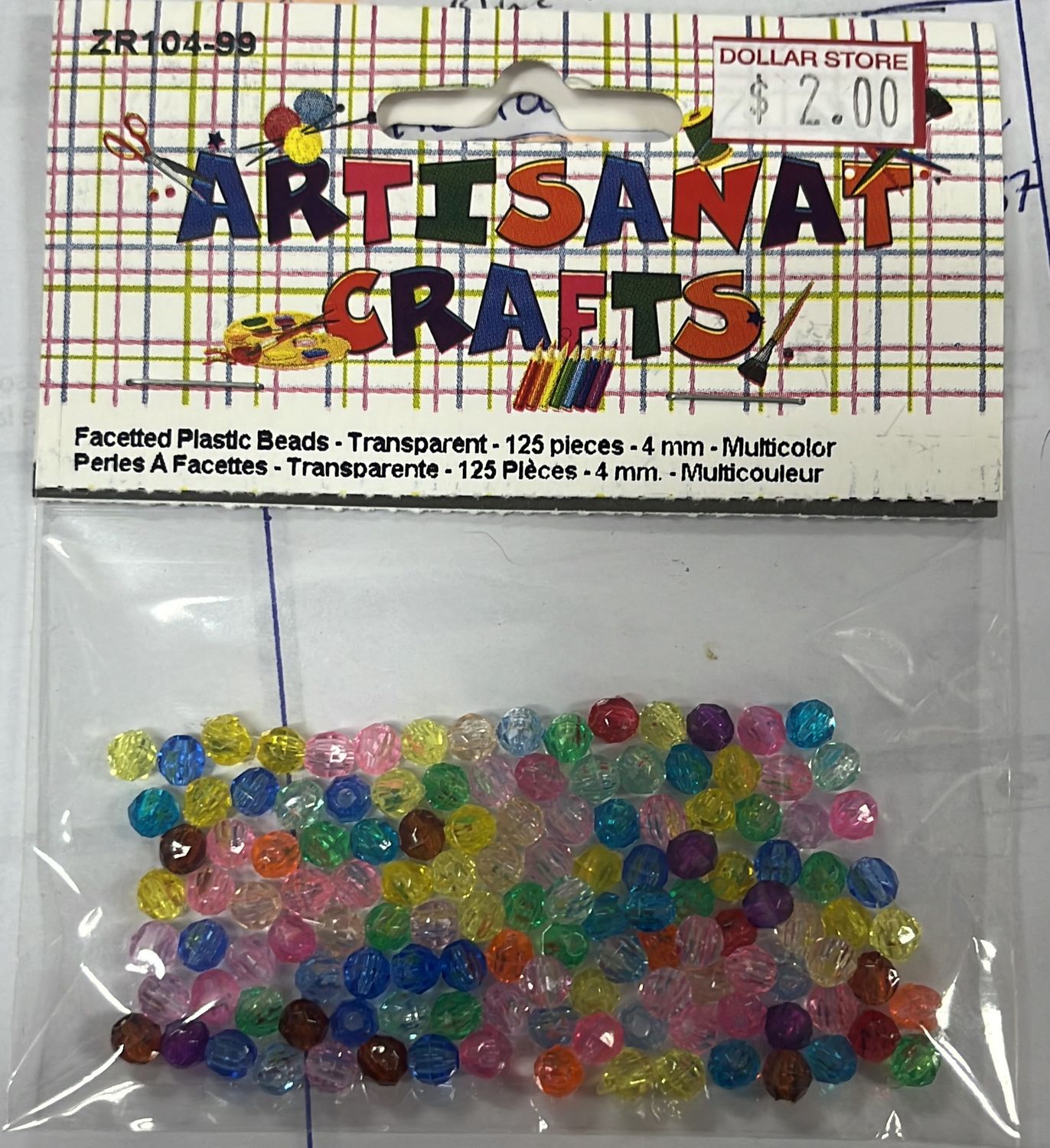 Ugarit: Facetted Plastic Beads - Transparent - 125 pieces - 4 mm - Muticolor ZR104-99