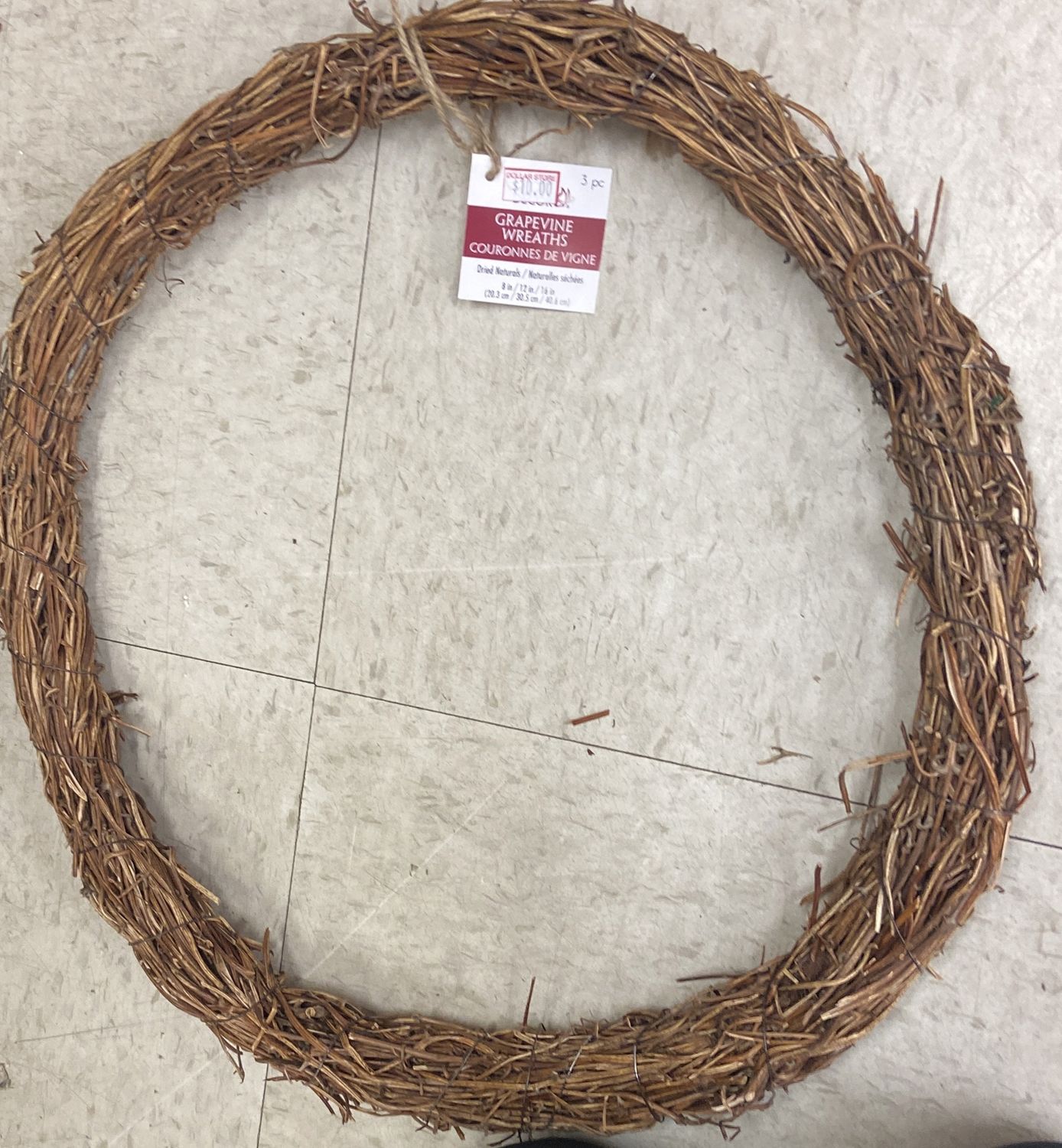 CraftDecor: 8&quot;/12&quot;/16&quot; Dried Natural Grapevine Wreaths