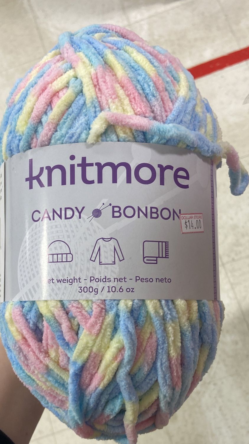 Knitmore: White-Blue-Yellow Candy Knitting Yarn