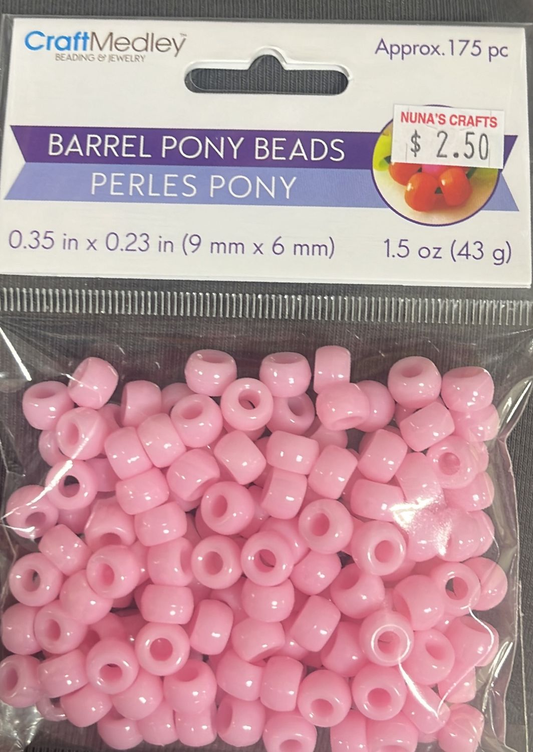 Barrel Poney Beads 0.35inx0.23in approx.175 (Light Pink BD239N)