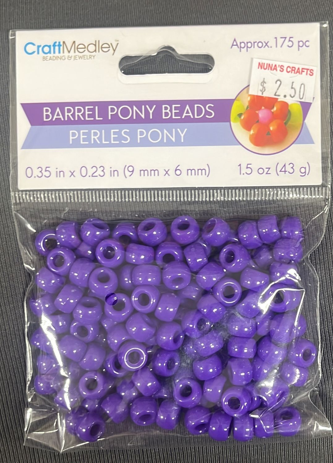 Barrel Poney Beads 0.35inx0.23in approx.175 (Purple BD239K)