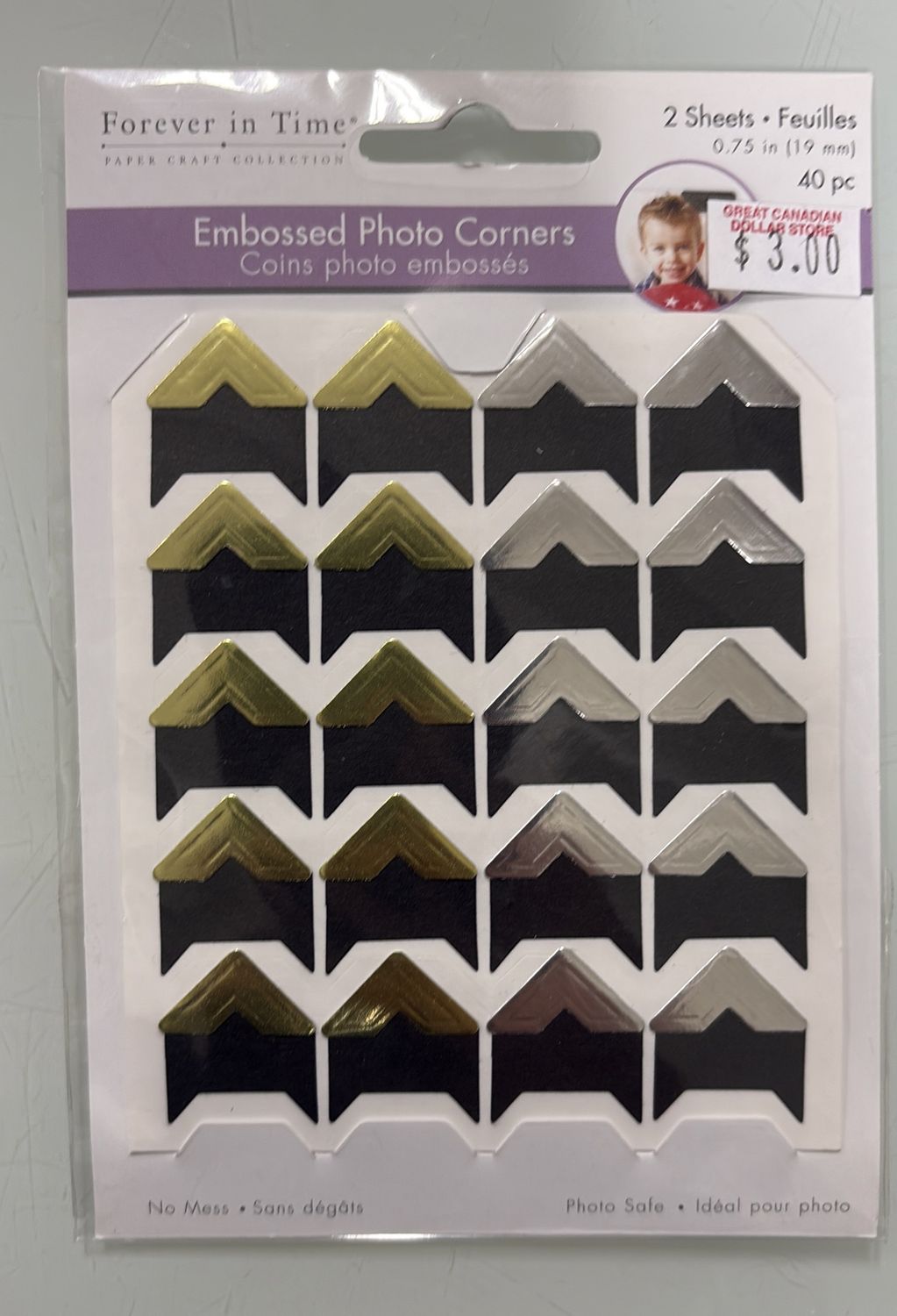 Embossed photo corner