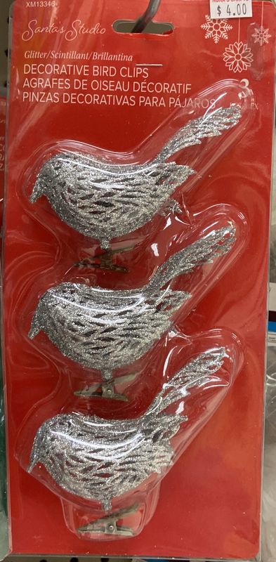 Santa‚Äôs Studio: Asst. Color Decorative Glitter Bird Clips