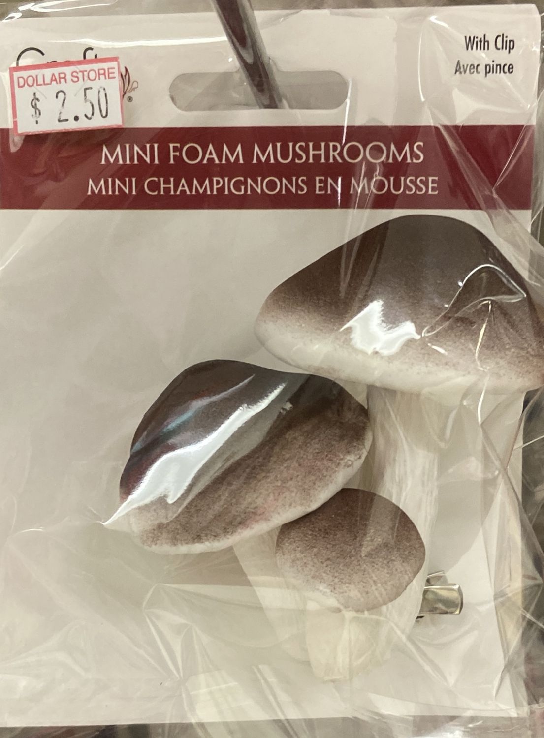 MultiCraft: Brown Mini Foam Mushrooms with Clip