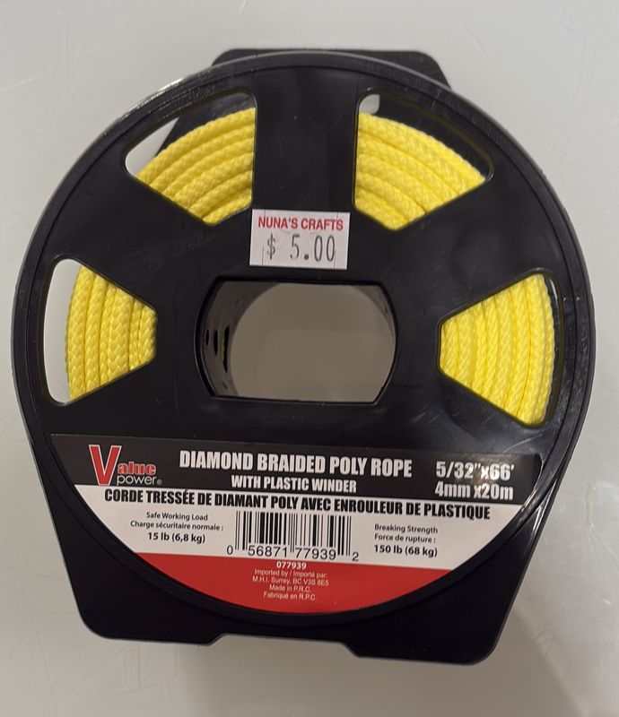 Diamond braided poly rope