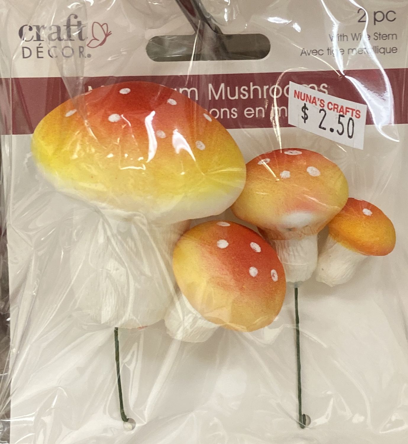 CraftDecor: Red Mini Mushrooms with Wire Stems