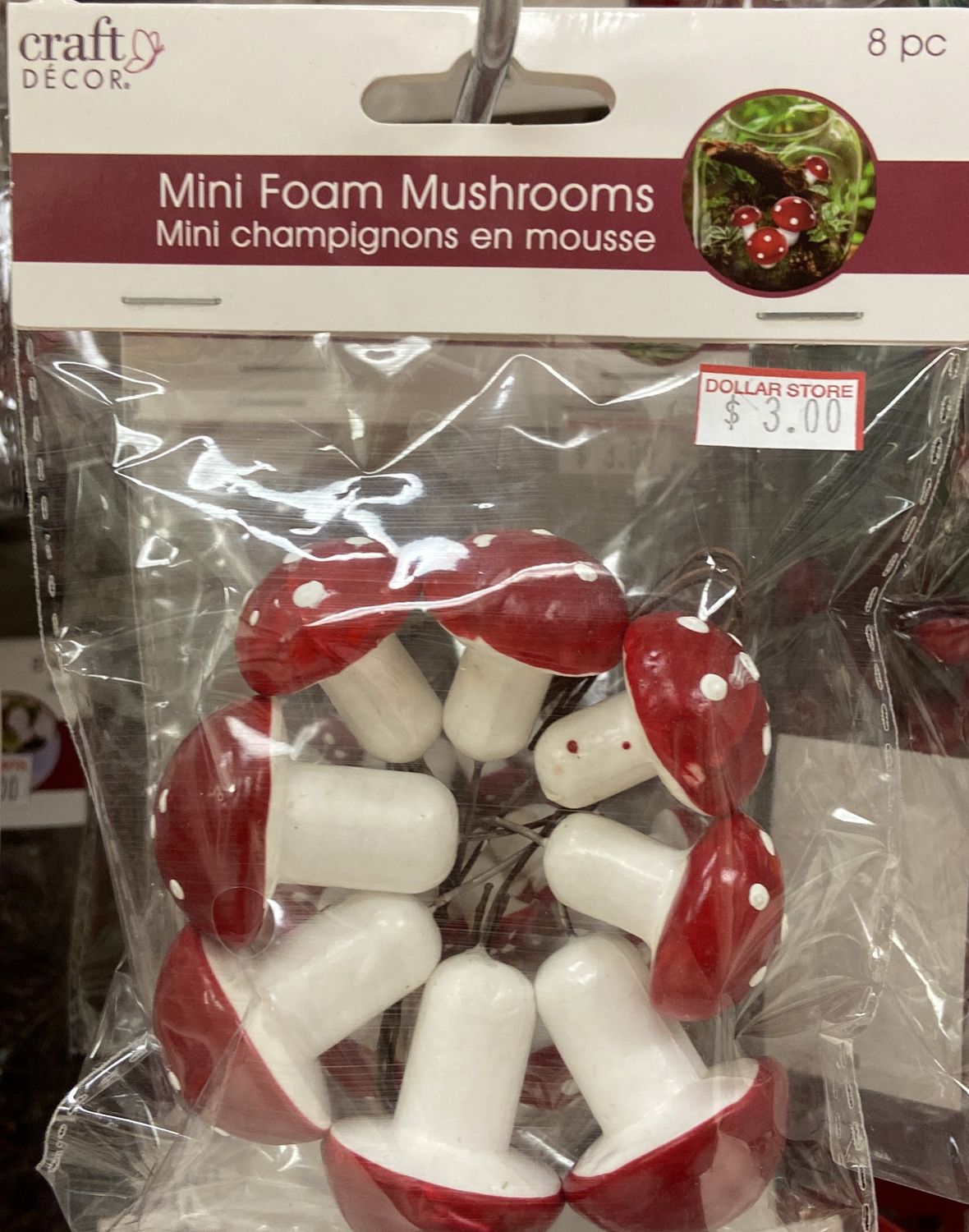 CraftDecor: 8x Mini Foam Mushrooms