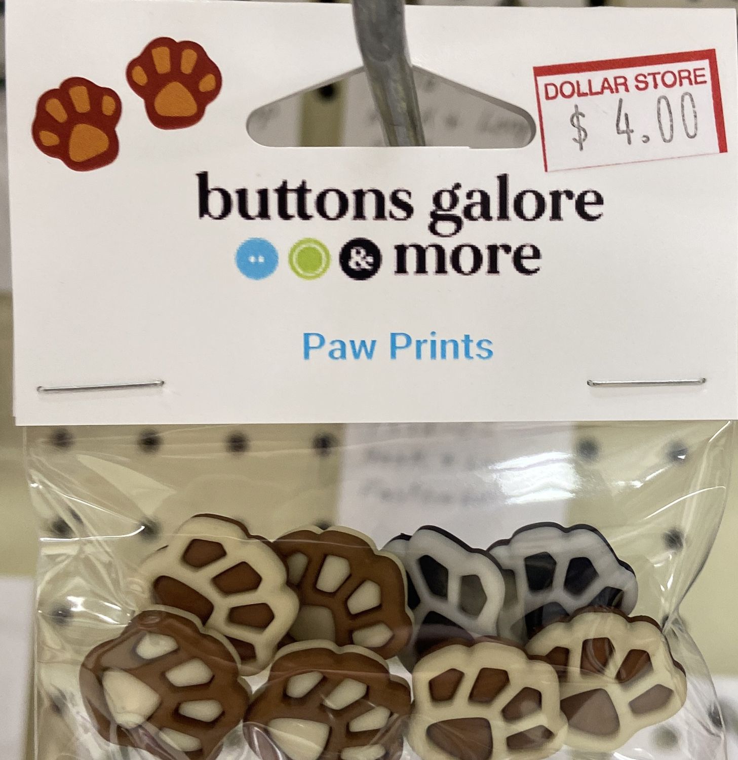Buttons Galore: Paw Prints Buttons