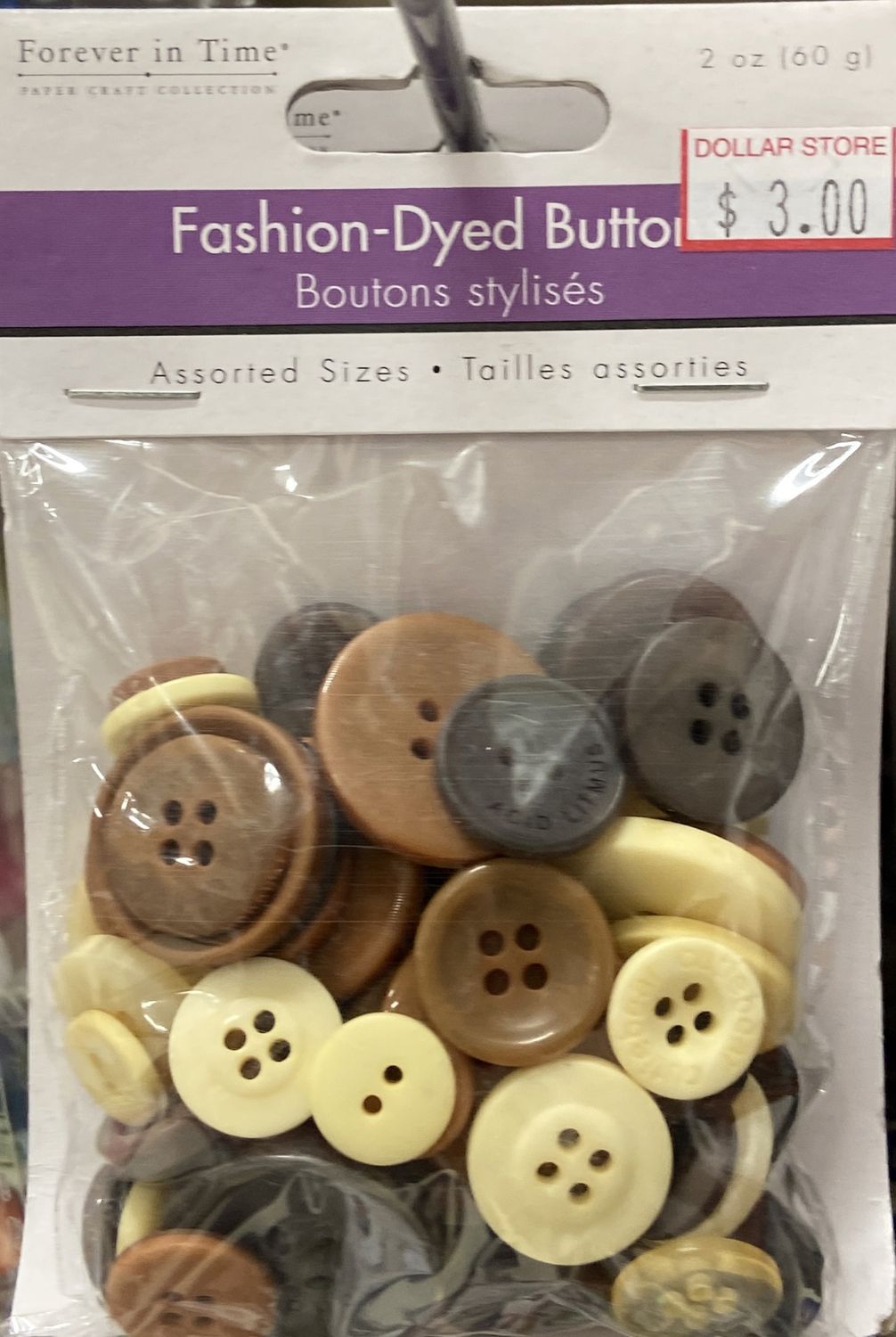 MultiCraft: Earth Tone - Asst. Fashion-Dyed Buttons 2oz