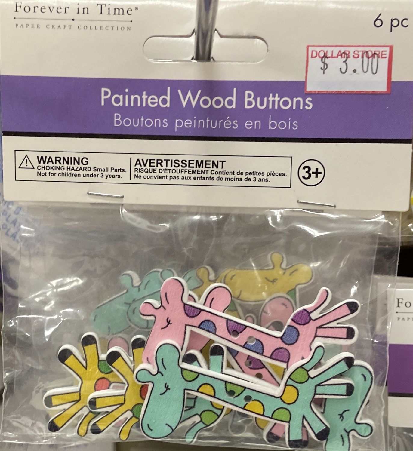 MultiCraft: “Playful Giraffes” Painted Wood Buttons