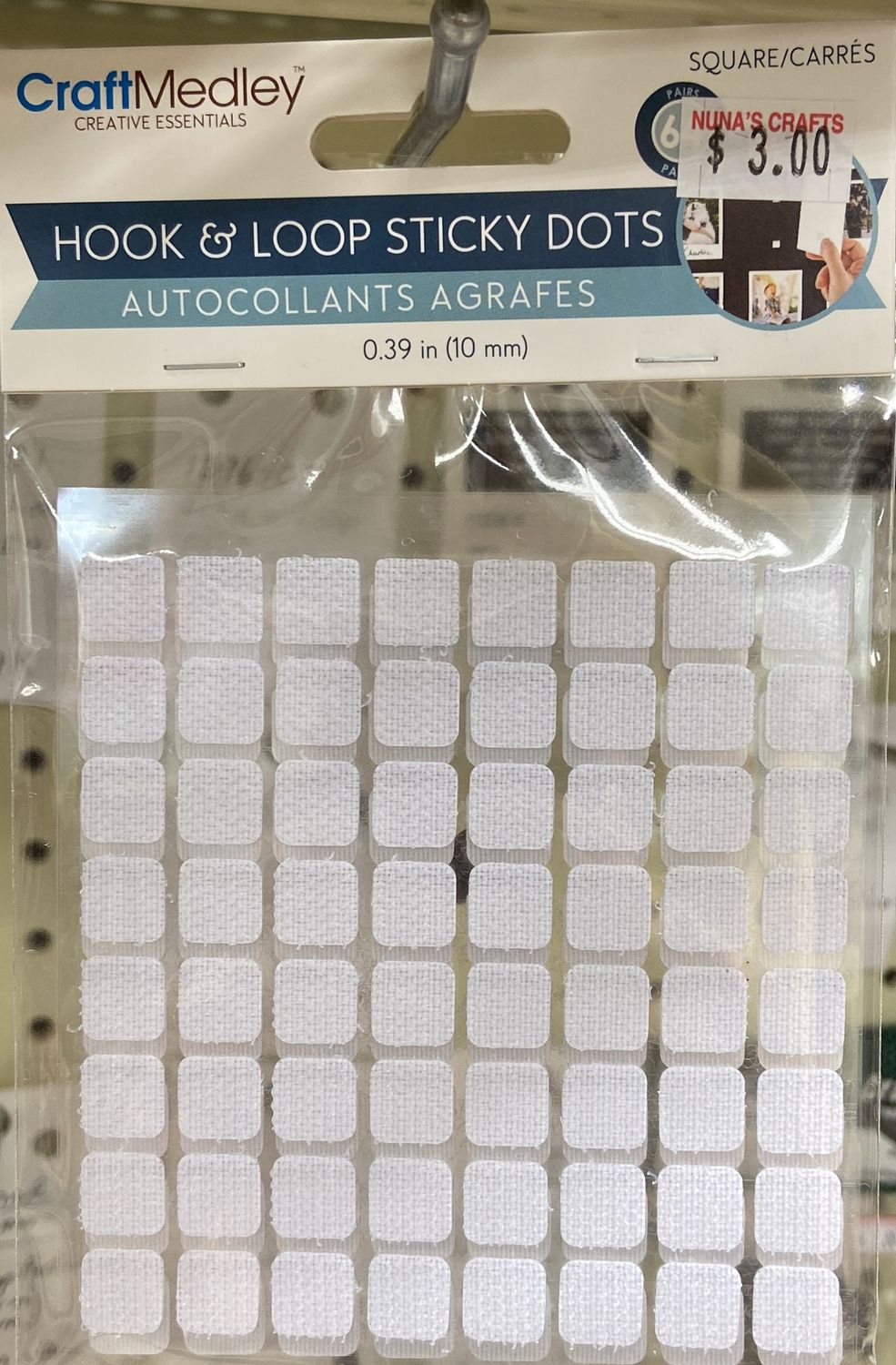 CraftMedley: 0.39&quot; Square Hook &amp; Loops Sticky Dots