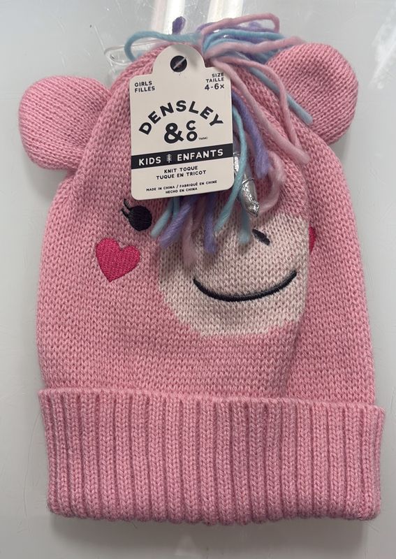 Kids Pink Animal Themed Knitted Toque 