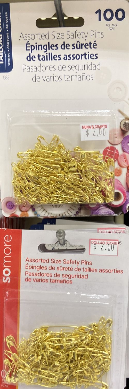 Symak: 100pc Assorted Size Gold Safety Pins