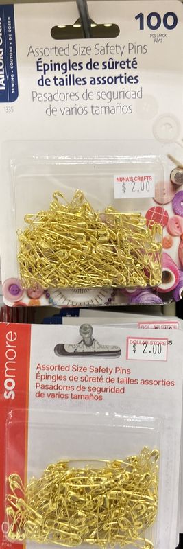 Symak: 100pc Assorted Size Gold Safety Pins