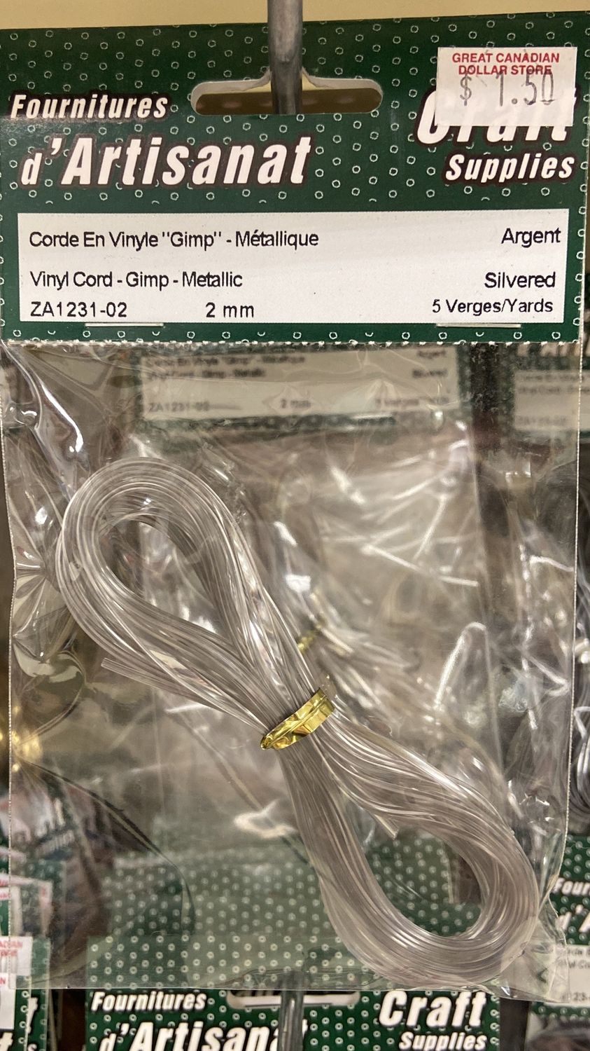 Ugarit: Silvered 2mm Vinyl Metallic Cord 5yds