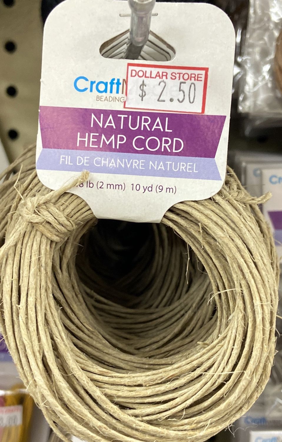 CraftMedley: 48lb(2mm) Natural Hemp Cord