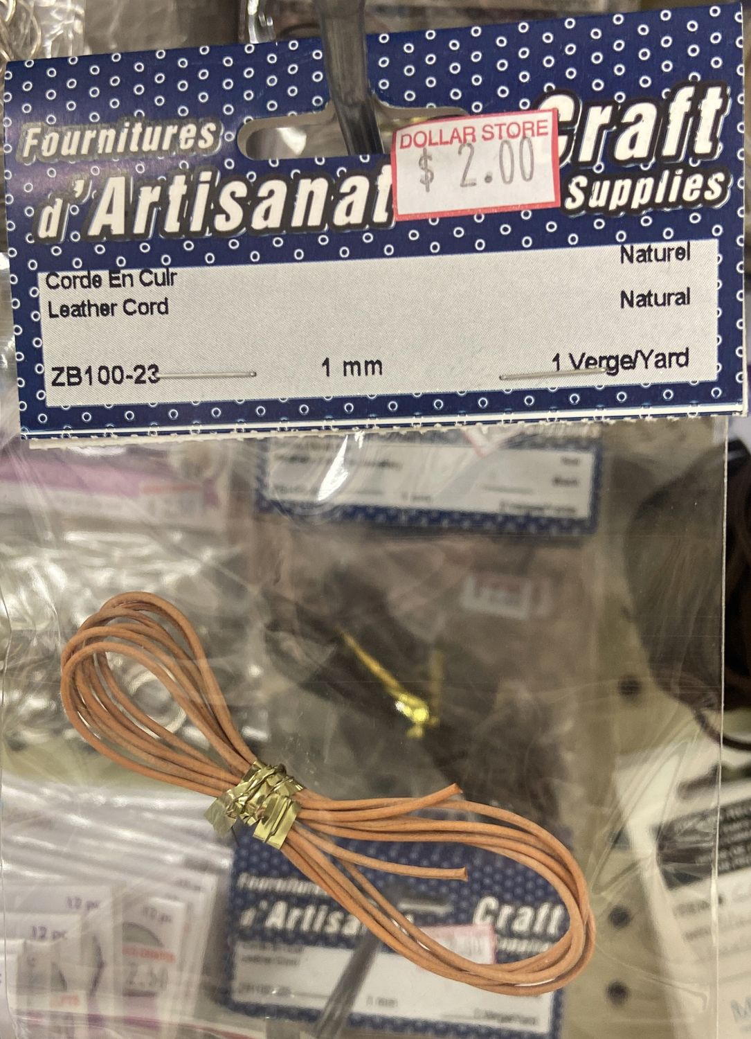 Ugarit: Natural 1mm Leather Cord 1yd