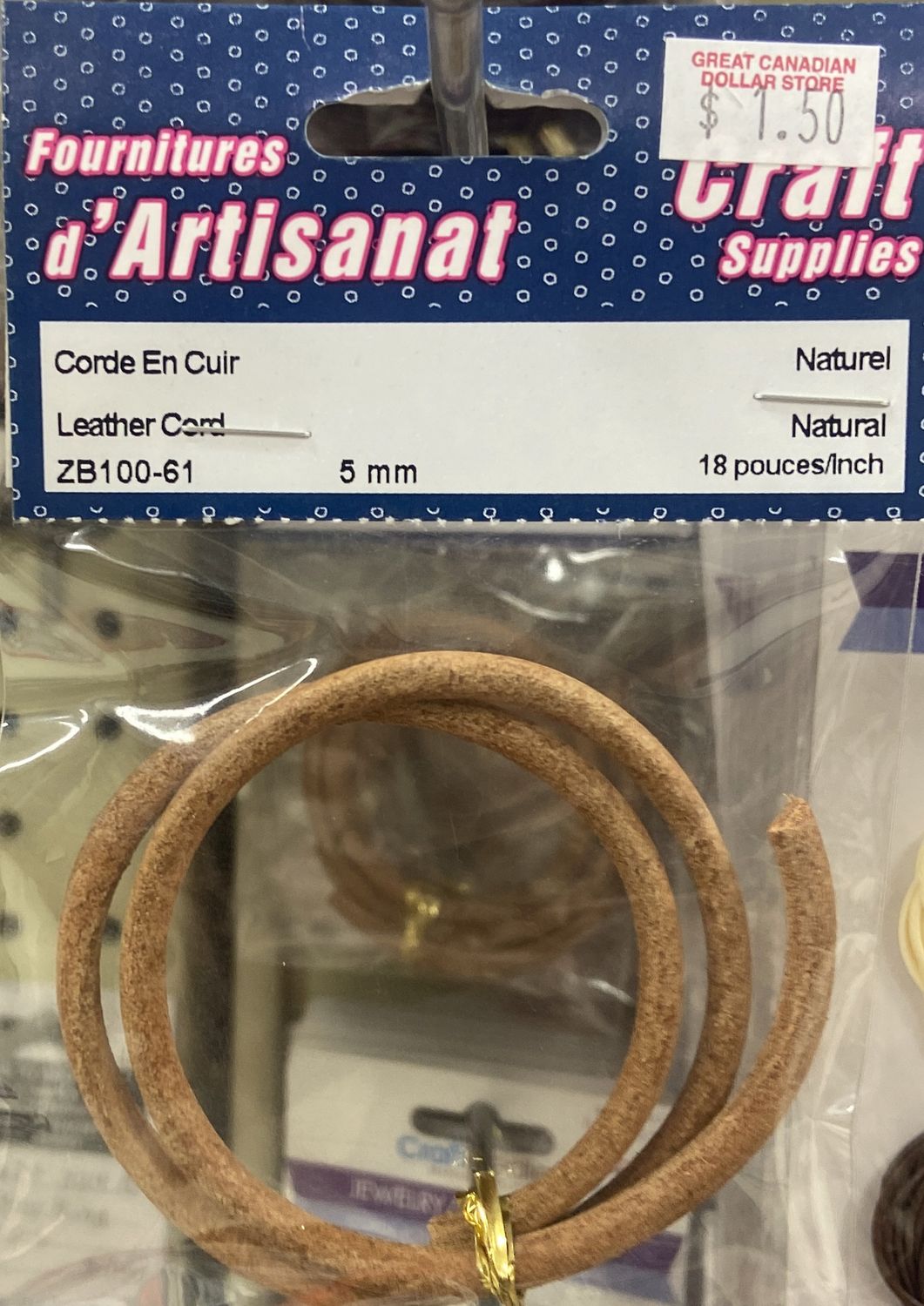 Ugarit: Natural 5mm Leather Cord 18&quot;