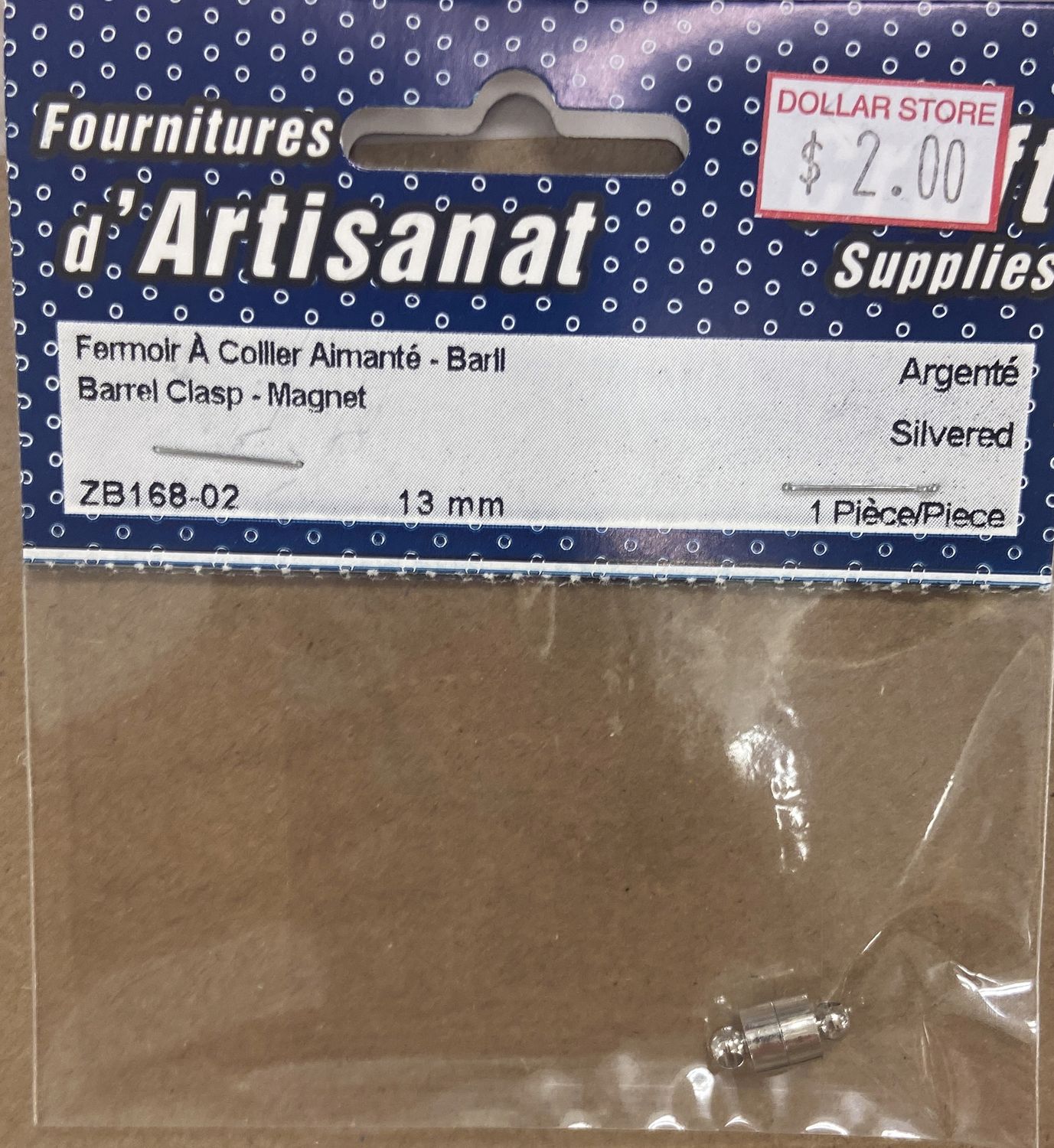 Ugarit: 1x Silver 13mm Barrel Clasp Magnet