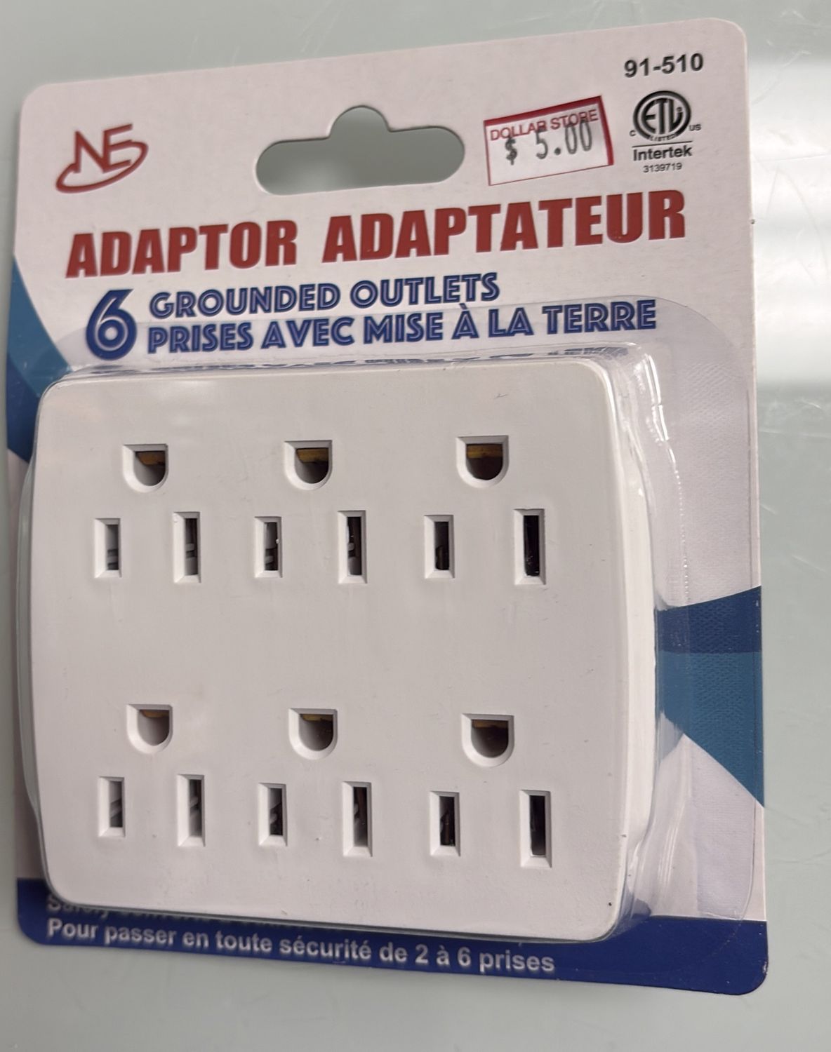 6 adaptor grounded outlets