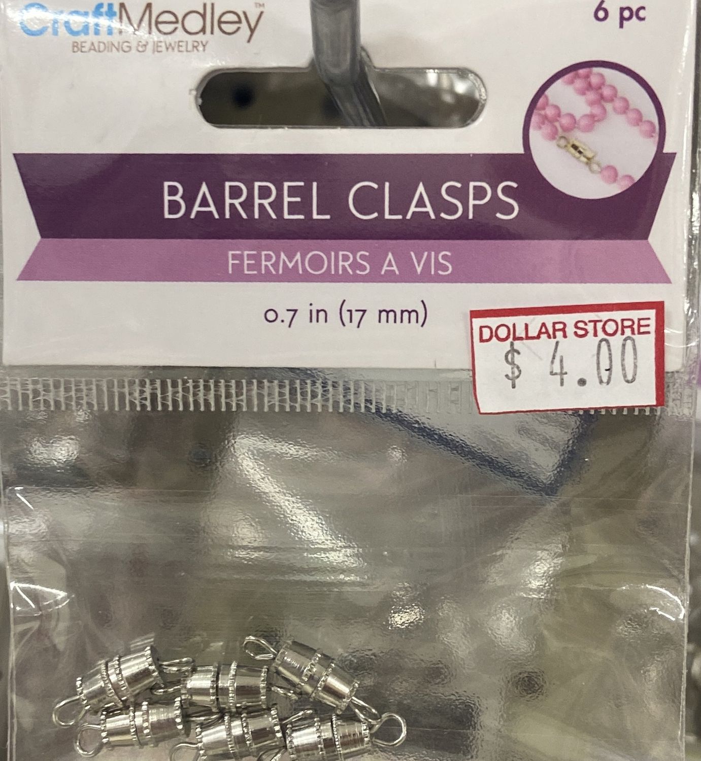 CraftMedley: 6x 0.7&quot; Silver Barrel Clasps