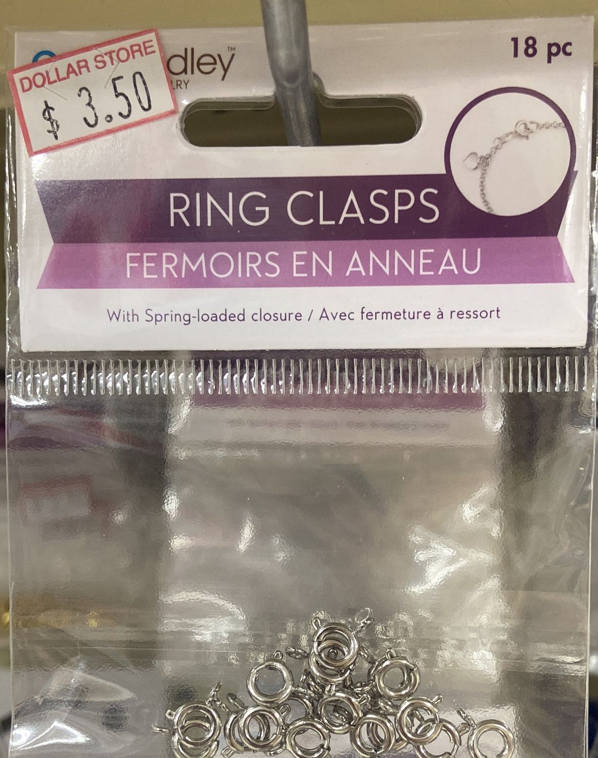 Multi Craft: 18x Silver Ring Clasps w/ Spring-Loaded Closure