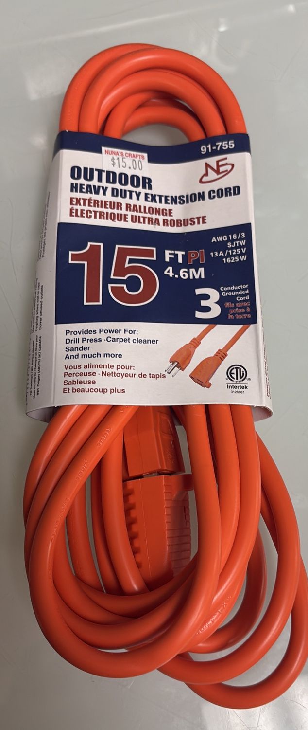 Outdoor heavy duty 15 FT cord