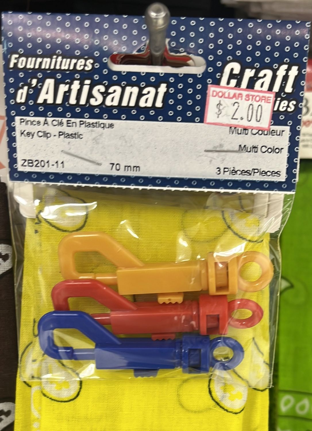 Key Clip - Plastic - Multi Color - 70mm - ZB 201-11