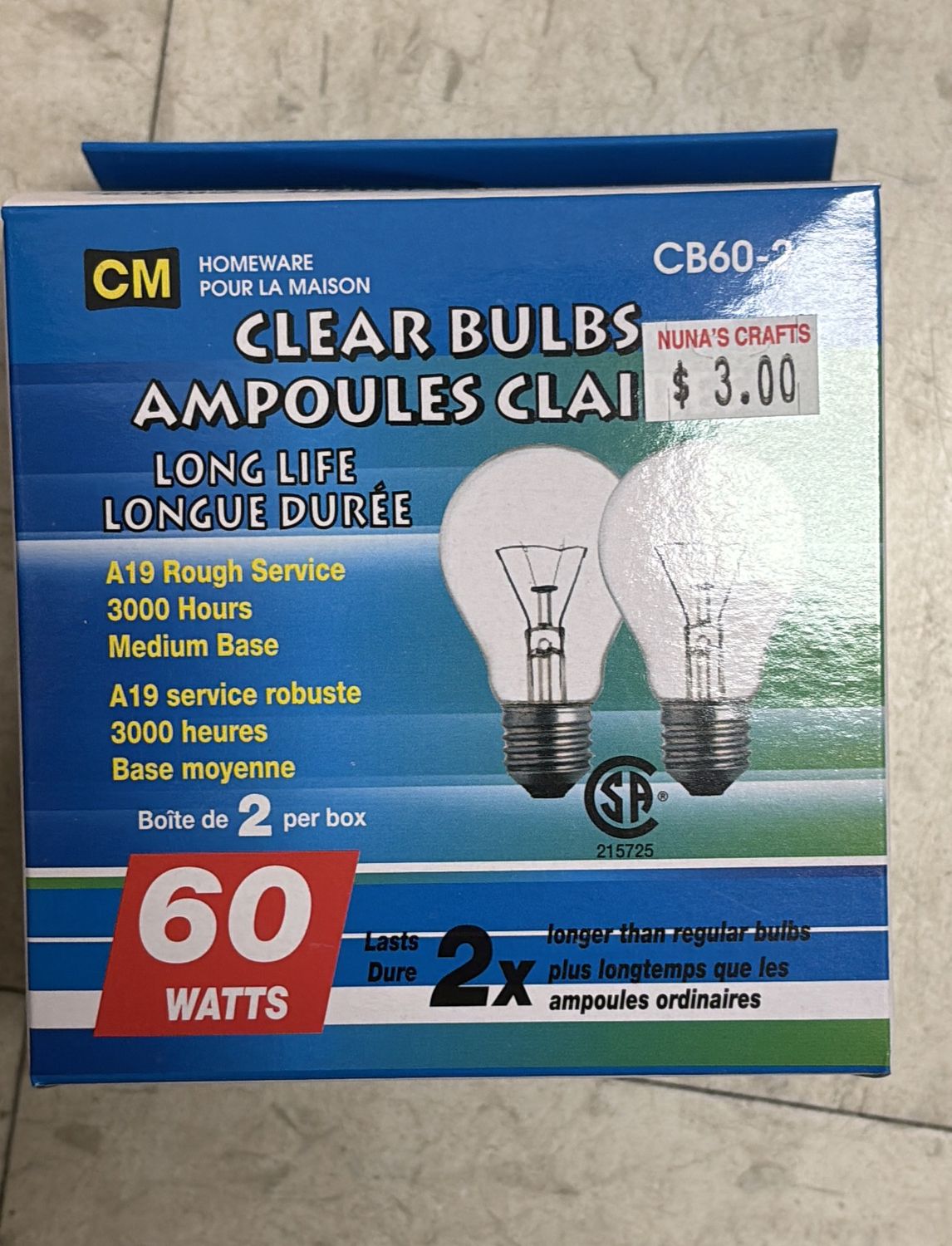 Clear bulbs 60 watts