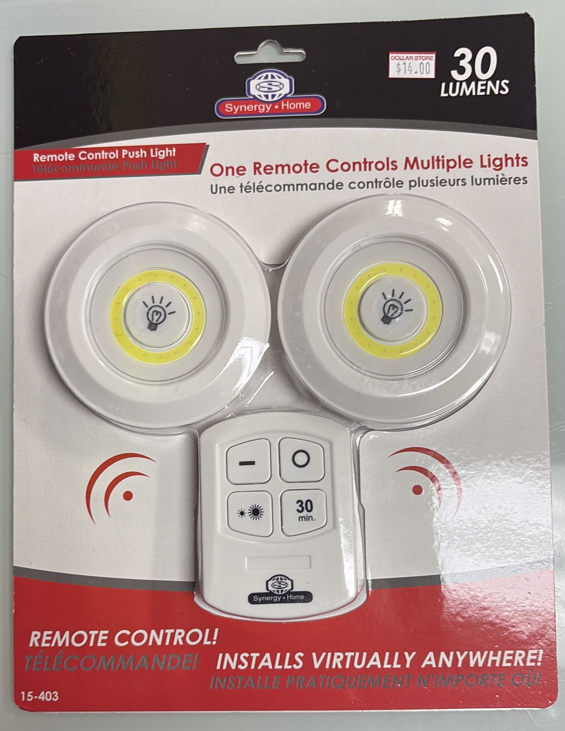 One remote controls multiple lights 30 lumens
