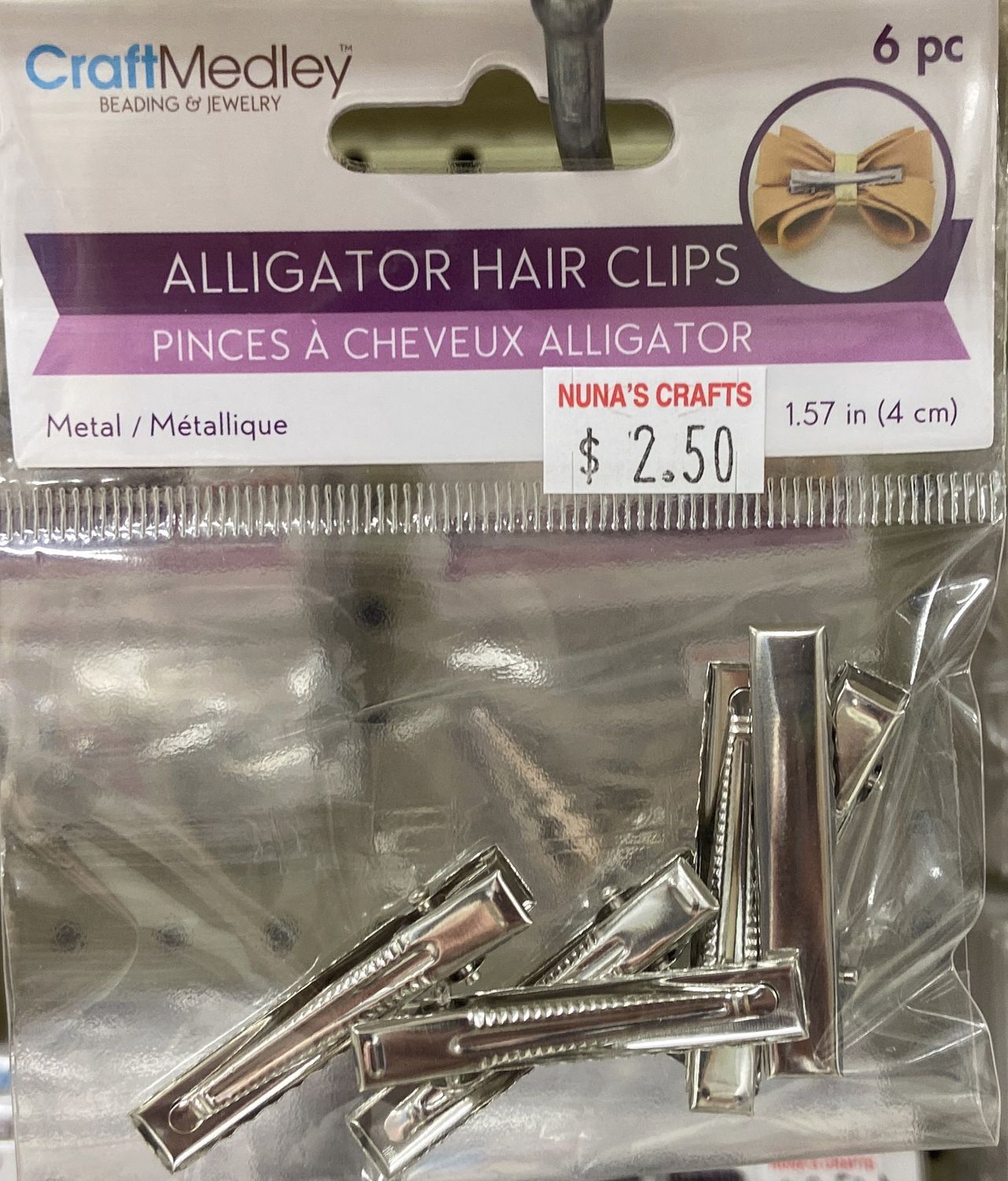 CraftMedley: 1.57&quot; Solver Metal Alligator Hair Clips