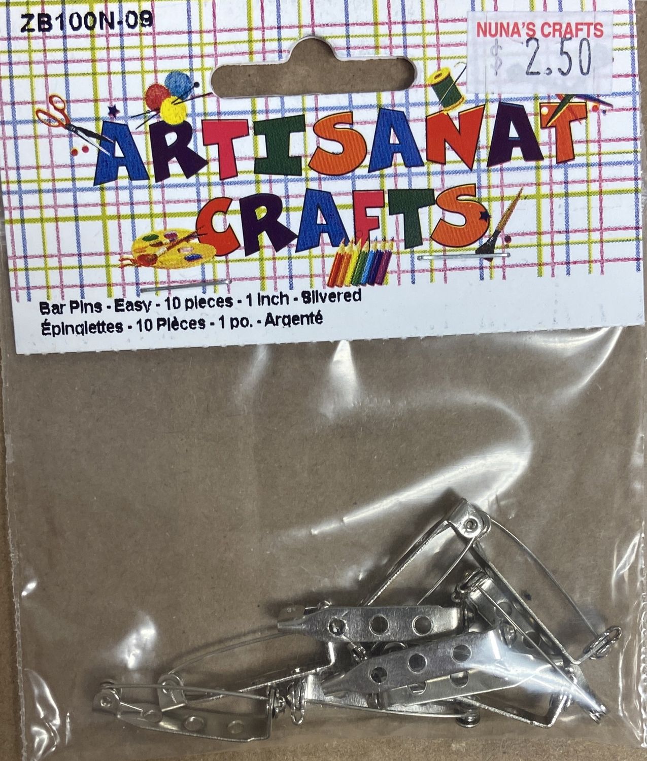 Ugarit: 10x Silver 1&quot; Bar Pins