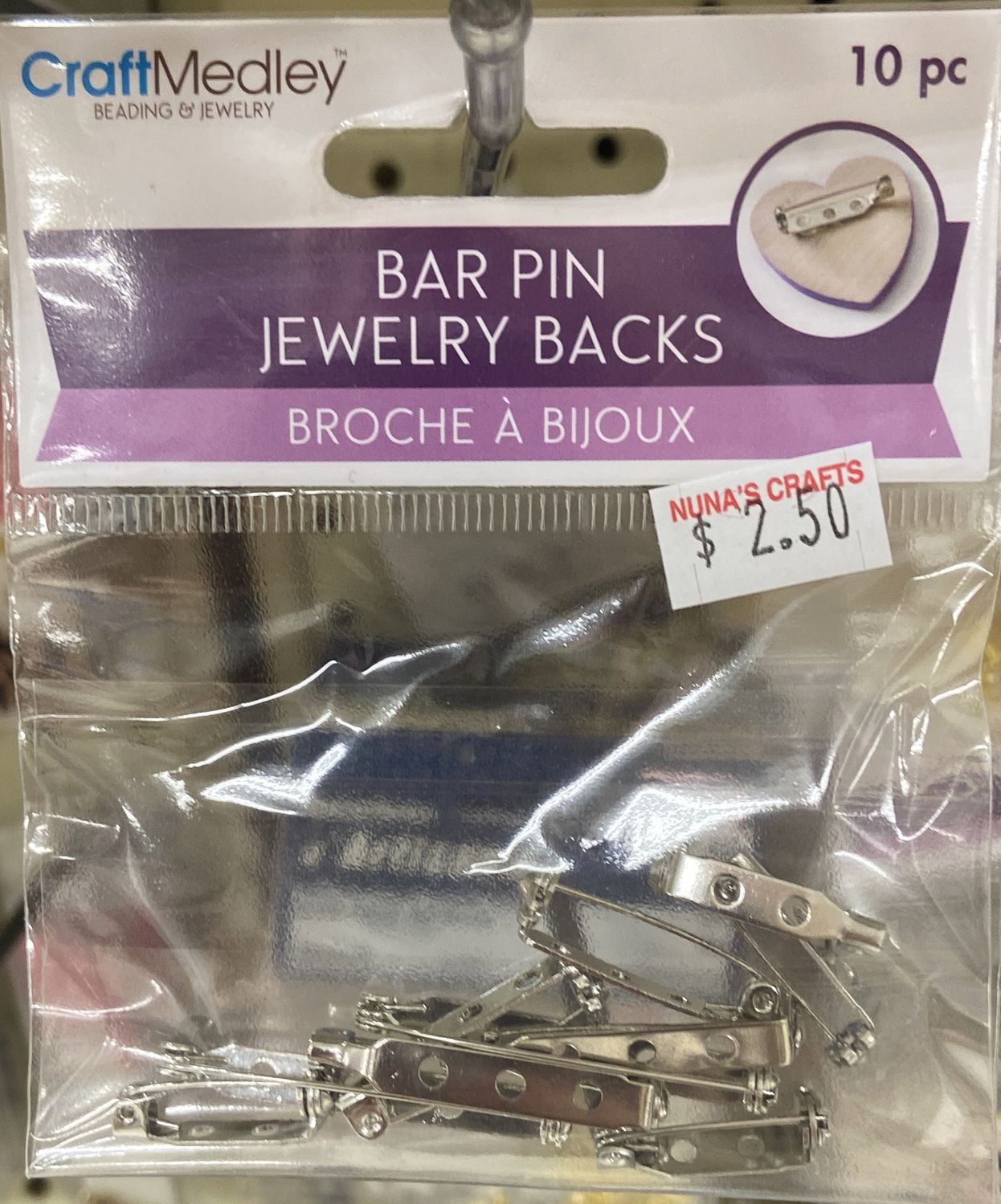 CraftMedley: 10x Asst. Silver Bar Jewelry Pin