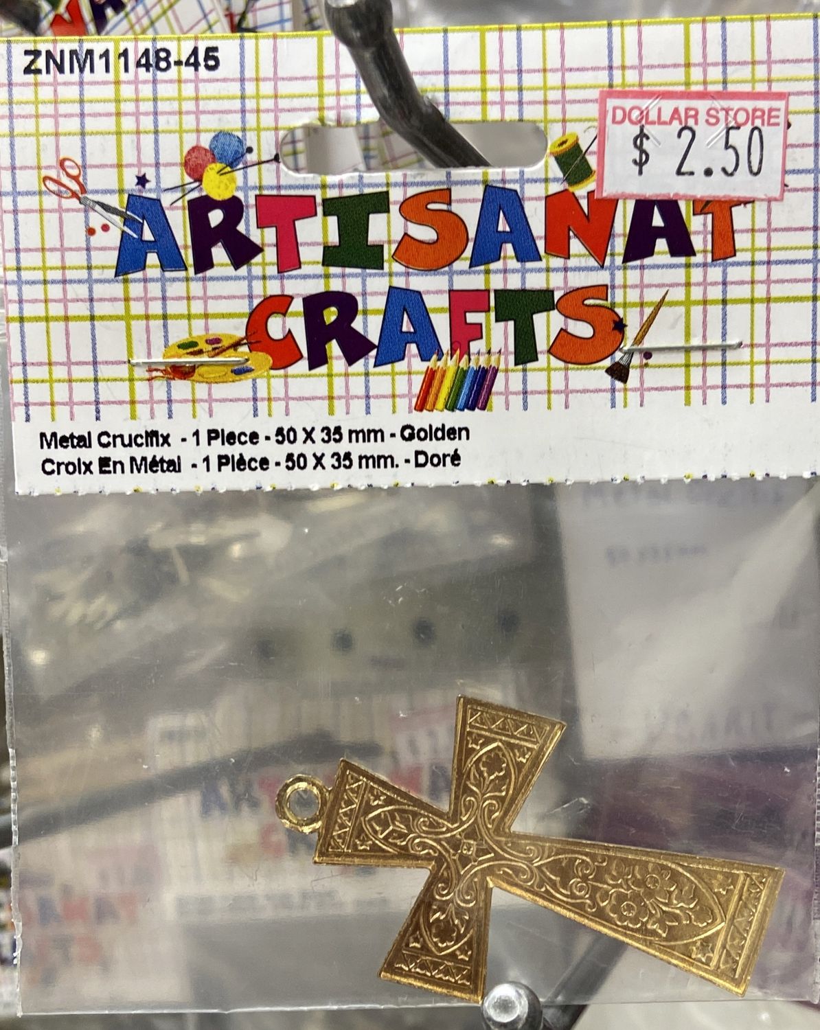 Ugarit: 1x Golden 50x35mm Metal Crucifix