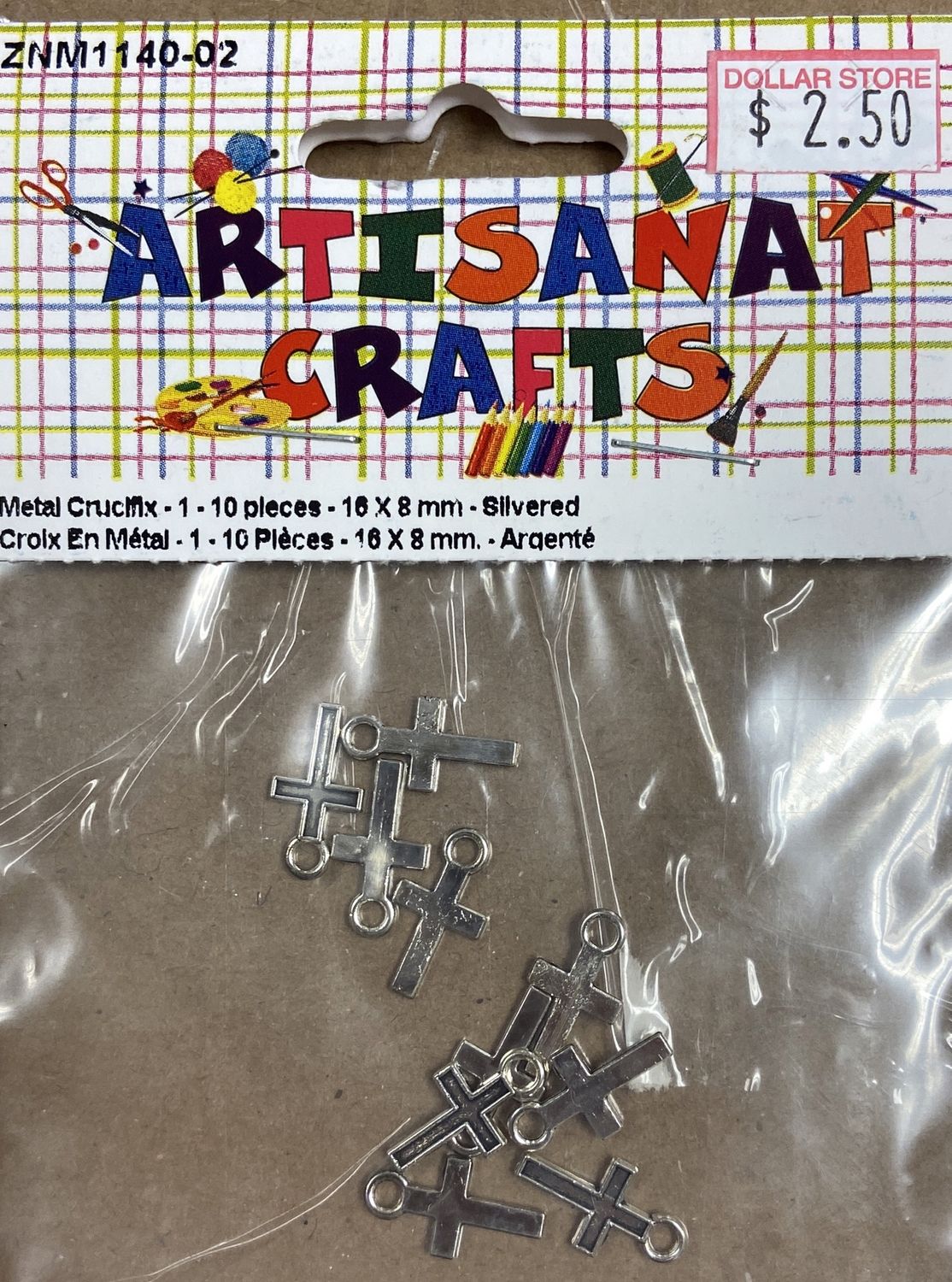 Ugarit: 10x Silver 16x8mm Metal Crucifix Charms