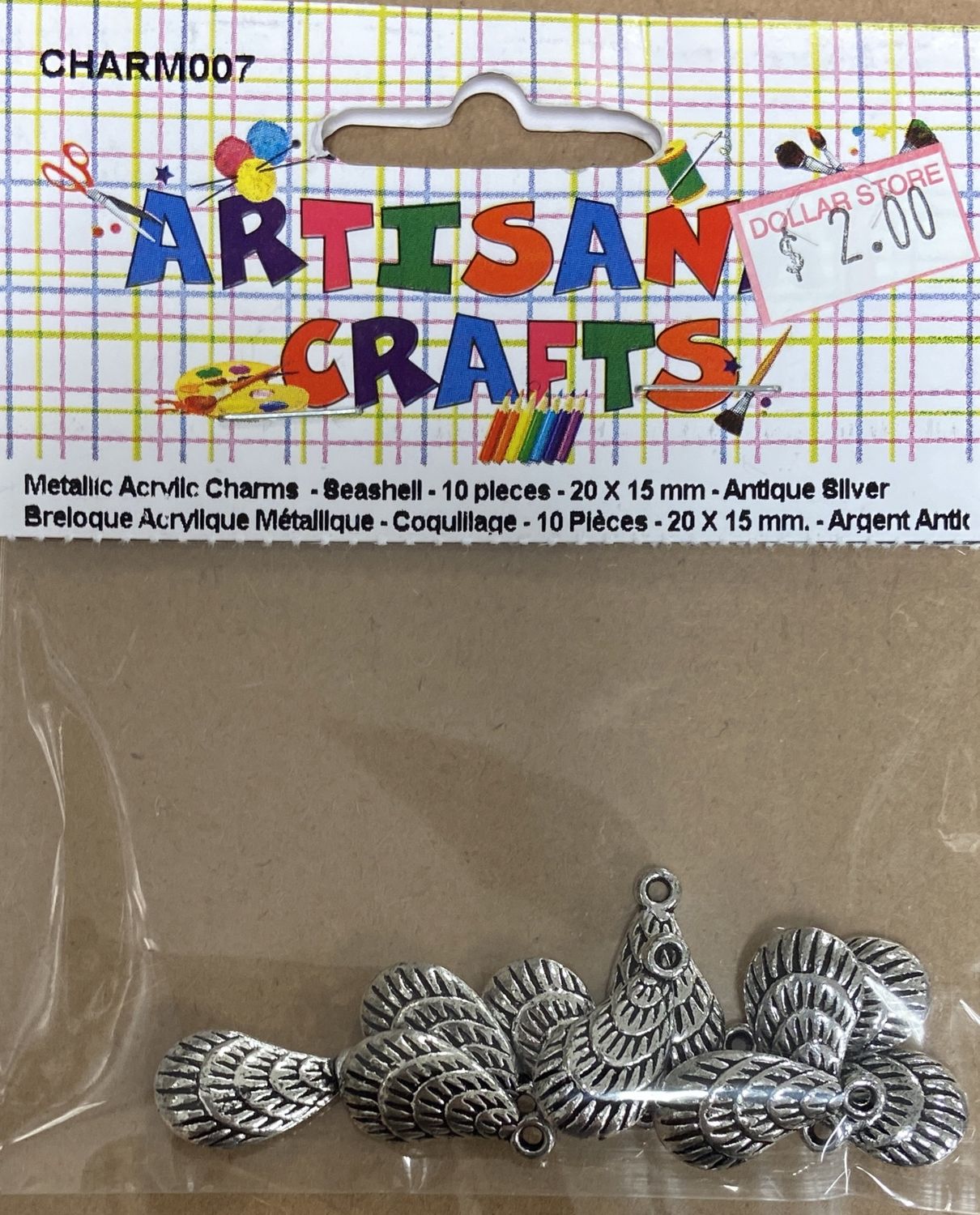 Ugarit: 10x Antique Silver 20x15mm Seashell Metallic Acrylic Charms