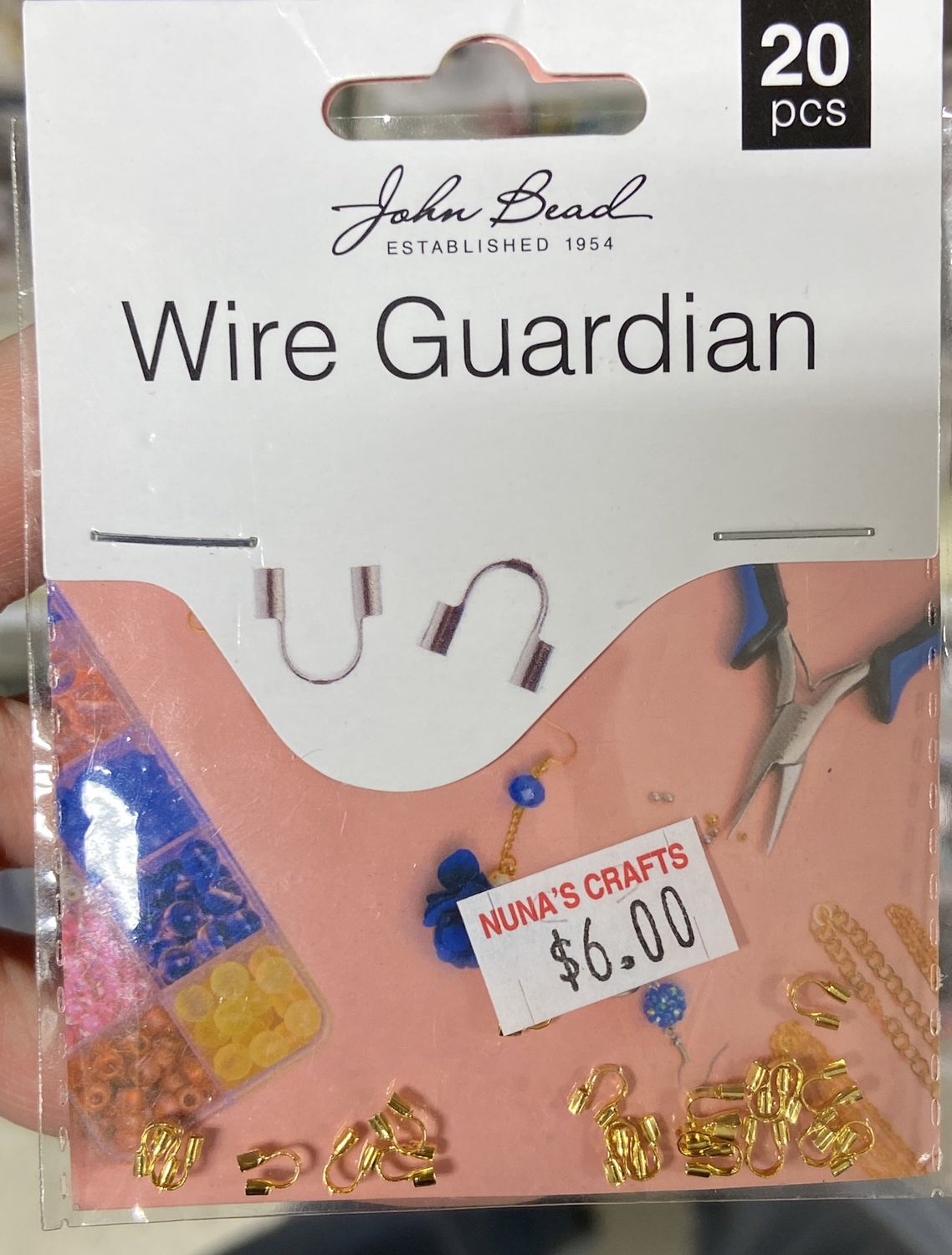 John Bead: 20x Gold 4x4mm Wire Guardian