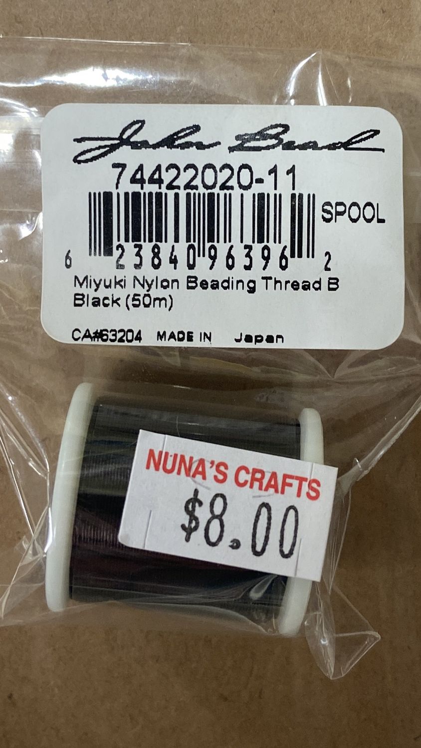 John Bead: 50m Black Miyuki Nylon Beading Thread