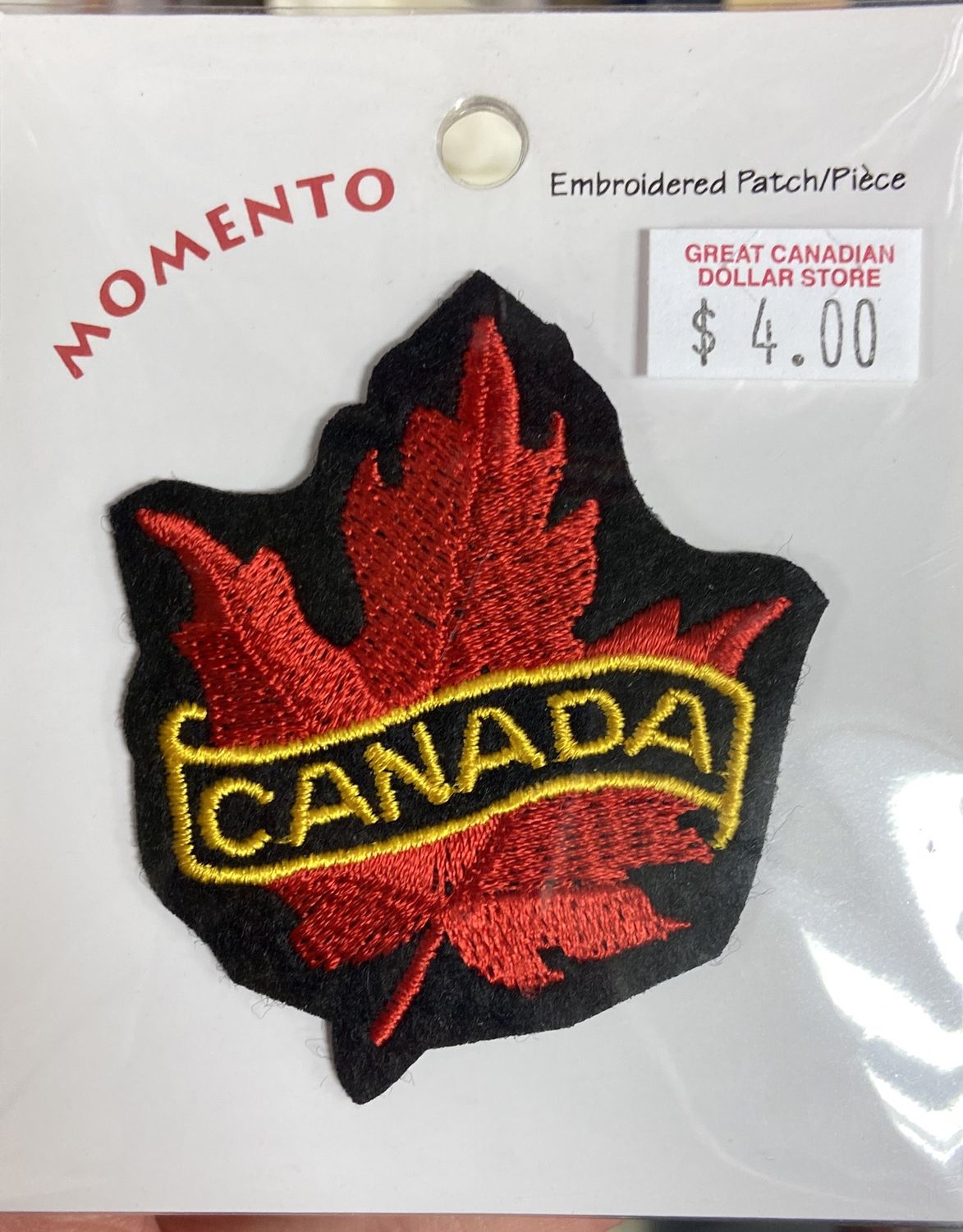 Flag Matrix: “Canada” on Maple Leaf Embroidered Patch