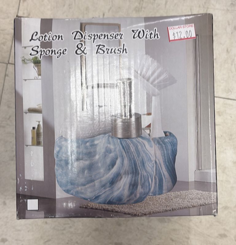 Lotion dispenser with sponge &amp; brush