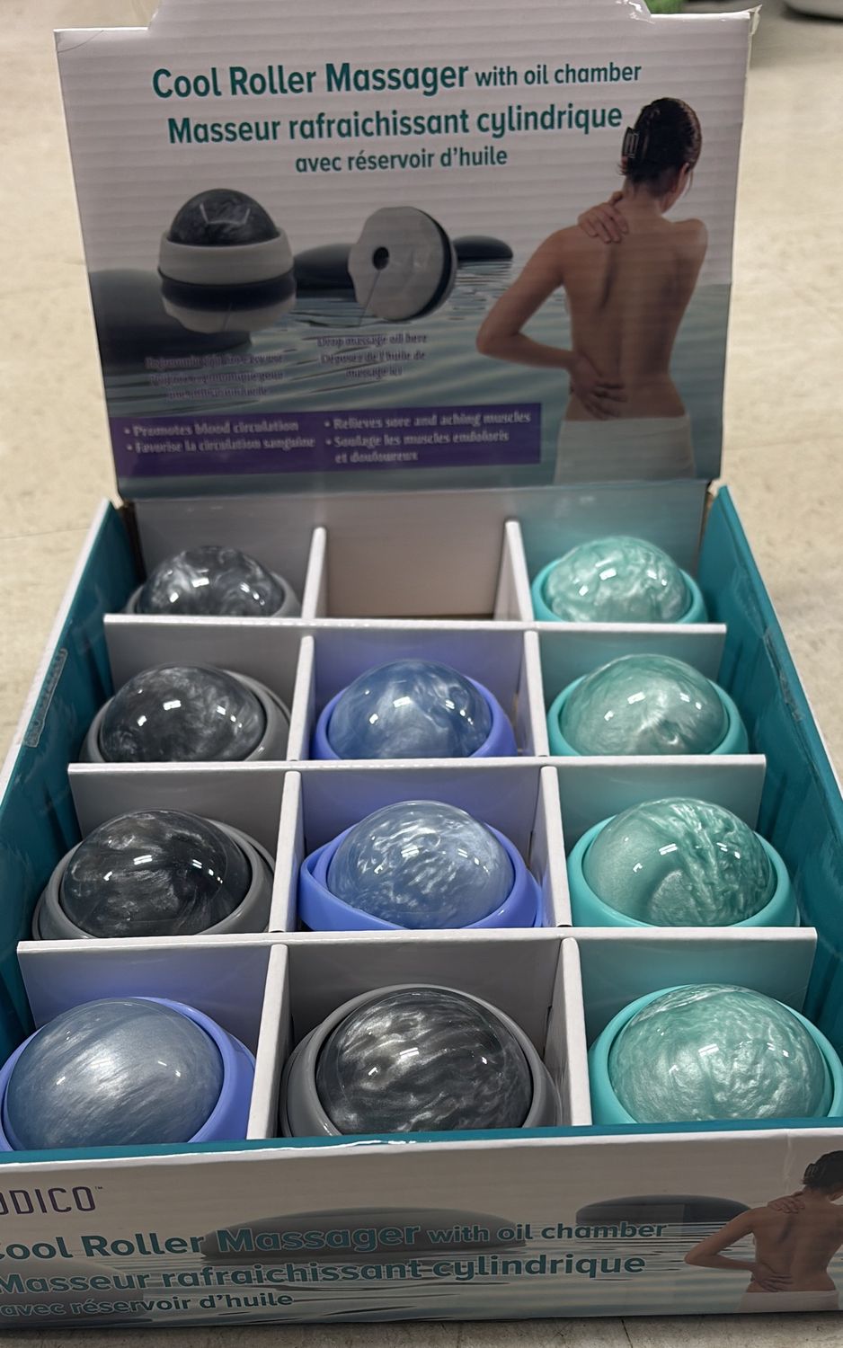 Cool roller massager with oil chamber