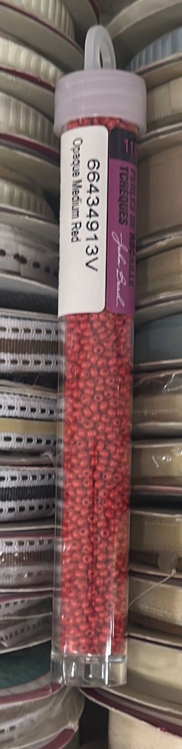 11/0 Czech Seed Beads (66434913V Opaque Medium Red)
