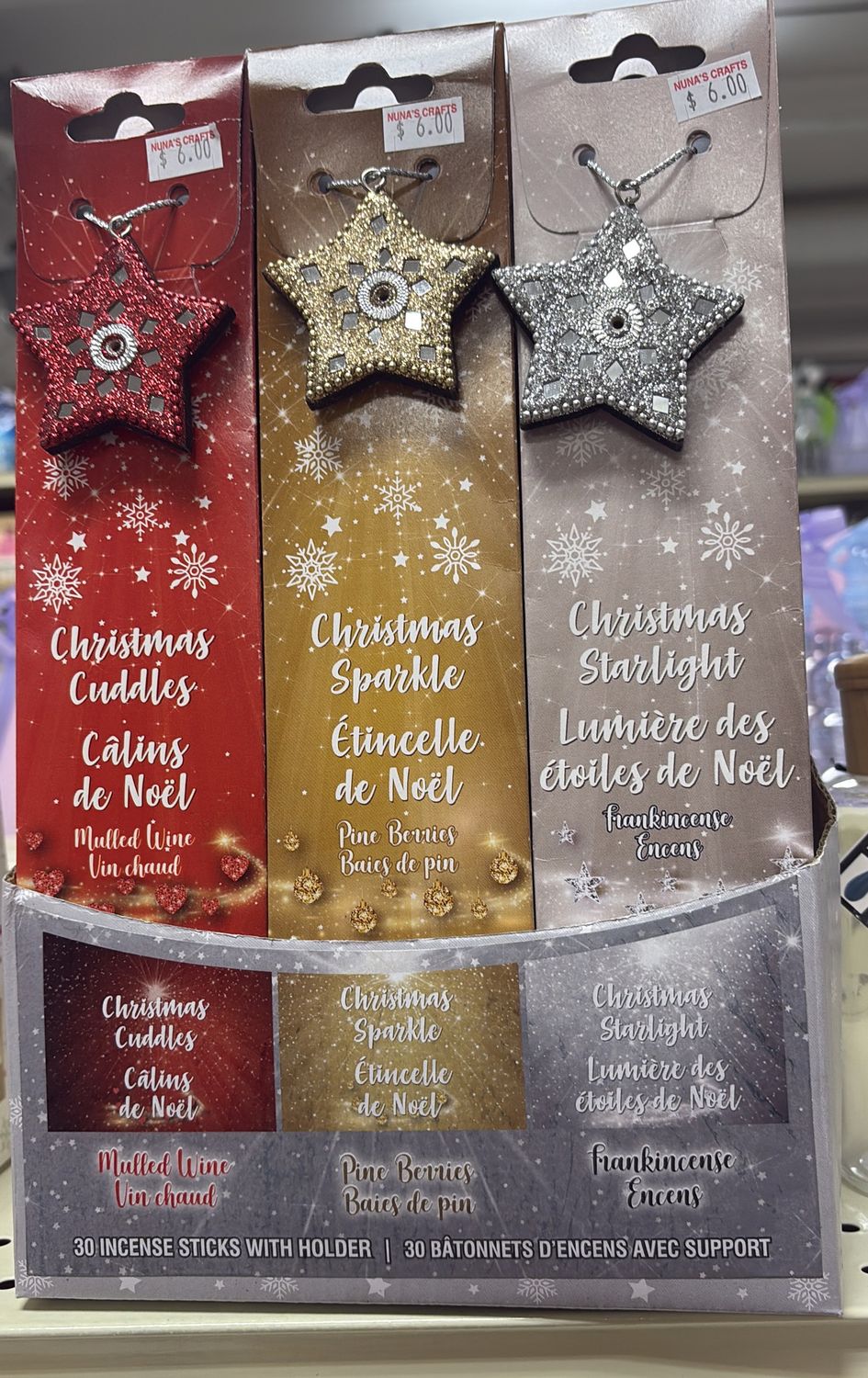Christmas starlights 30 incense sticks with holder
