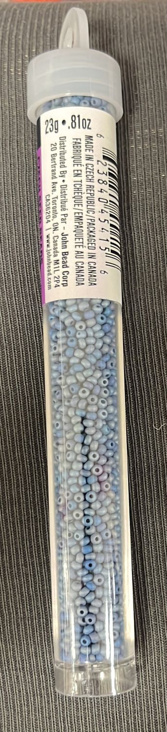 11/0 Czech Seed Beads (66435064V Opaque Medium Blue AB Matte)